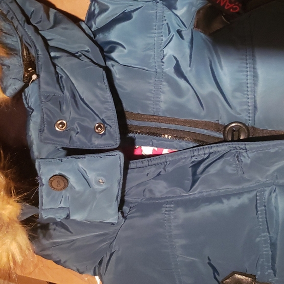 Canada Weather Gear Peacock & Light Brown Fuzzy Puffer Parka (L) NWT (snap) - Picture 3 of 6